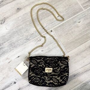 Limited Edition Black Gold Lace Mini Crossbody Bag
